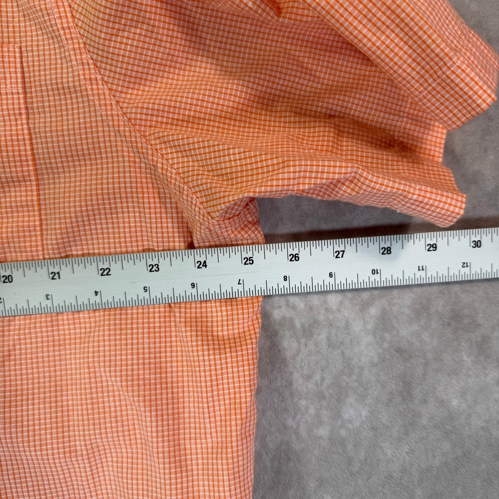 Chaps Button Down Shirt Mens XL Orange Gingham Short Sleeve Easy Care Logo - Picture 9 of 11